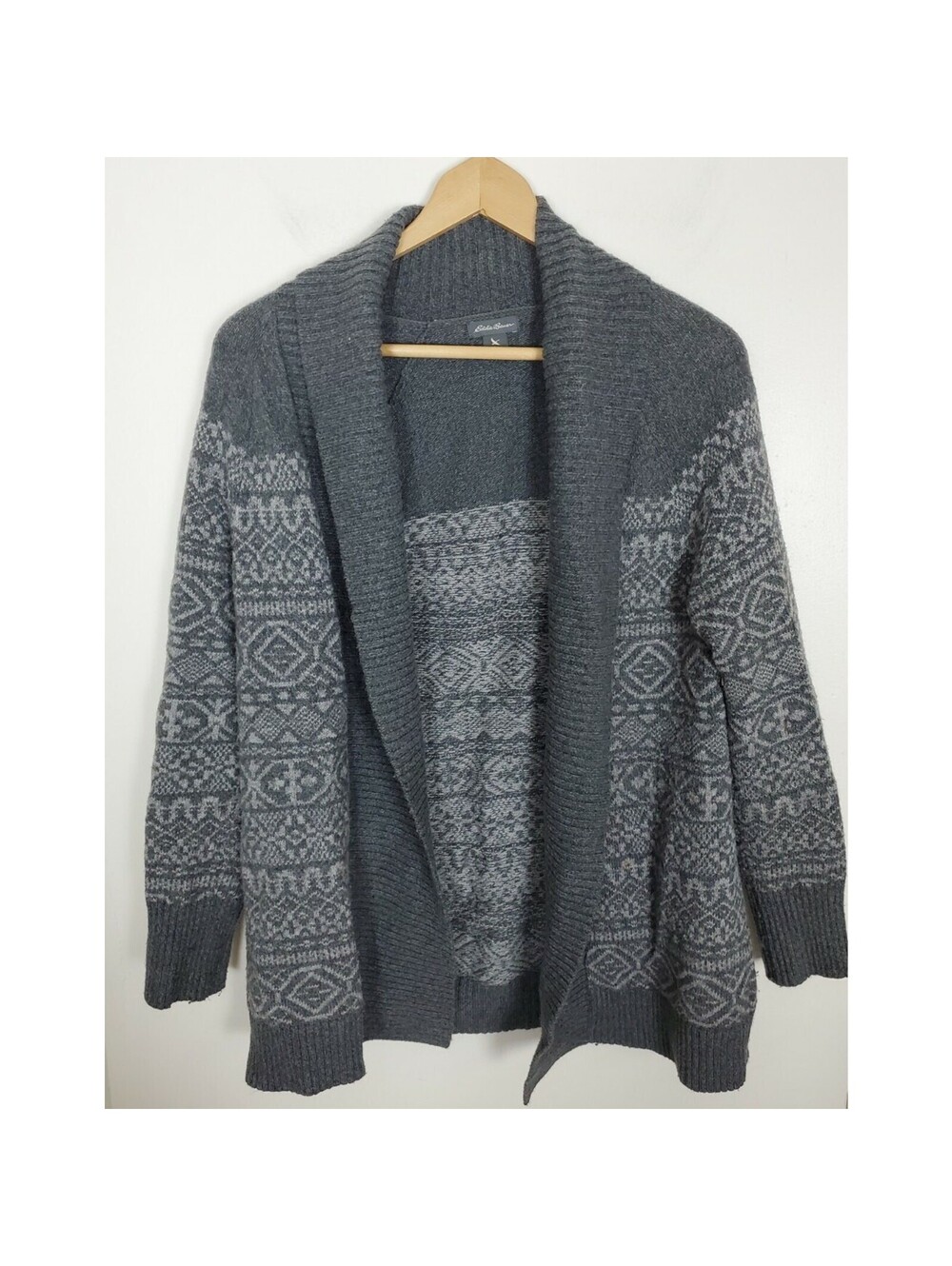 Eddie Bauer Medium M Grey Open Cardigan Women's Winter Sweater